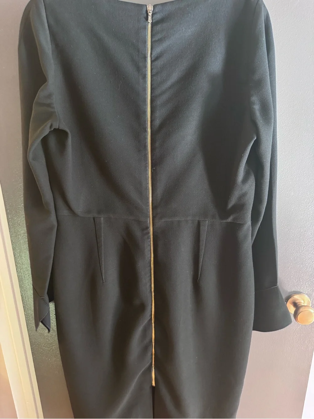 Roland Mouret Black Long Sleeve Draped Neck Dress - Picture 7 of 14